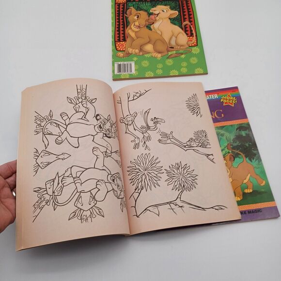 Vtg Golden Book Disney's Lion King Giant Coloring Book Paint With Water Lot Of 3 - Picture 7 of 8